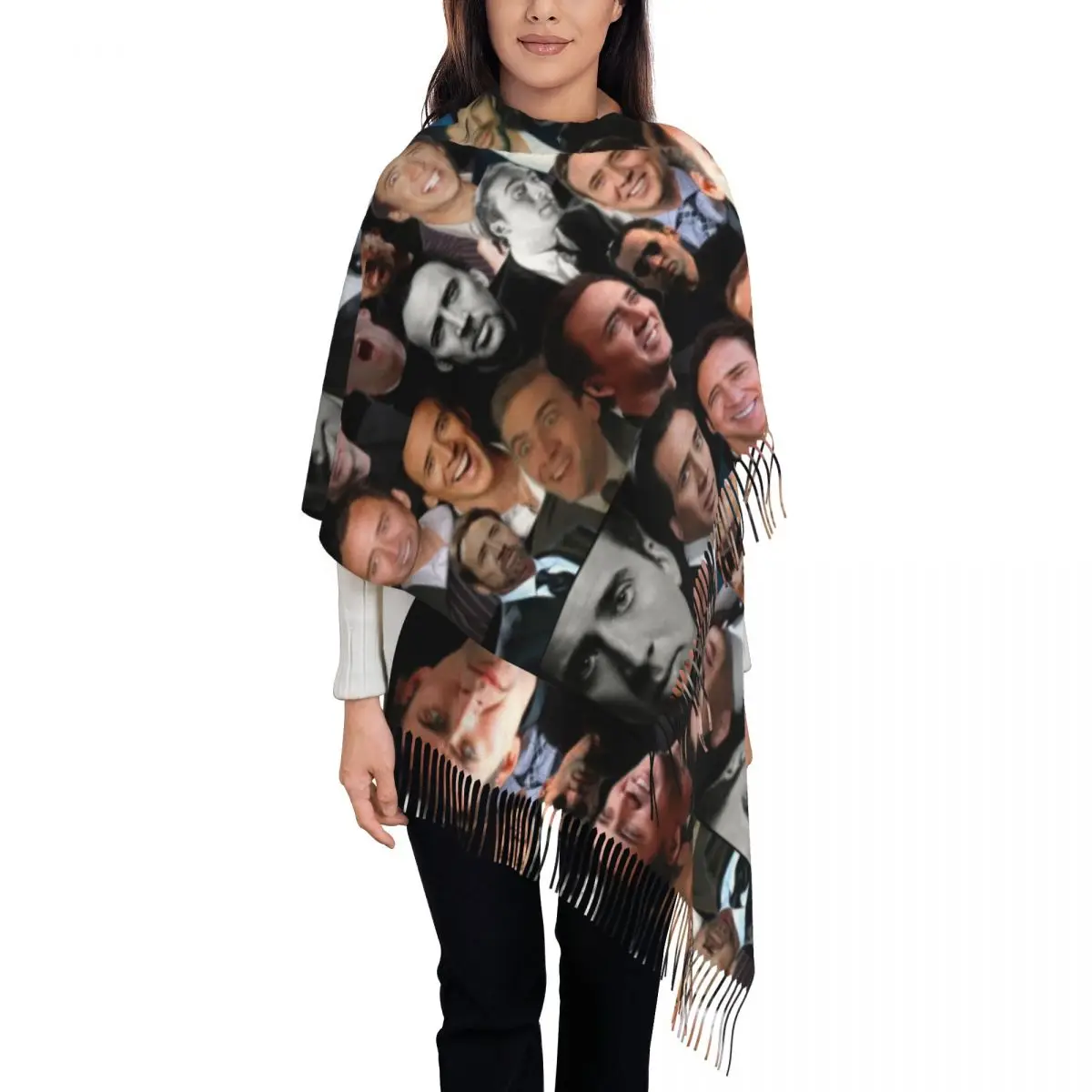 

Nicolas Cage Colllage Shawl Wraps Women Warm Large Soft Scarf Nicolas Cage Face Collage Pashminas Shawl Scarves
