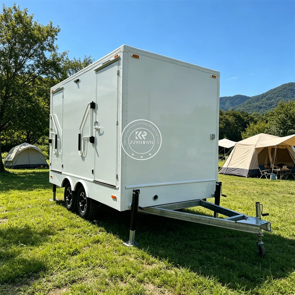 High Quality Mobile Toilet Outdoor Portable Restroom Bathroom Cabin Trailer Multi-Unit Toilet Trailer for Camping