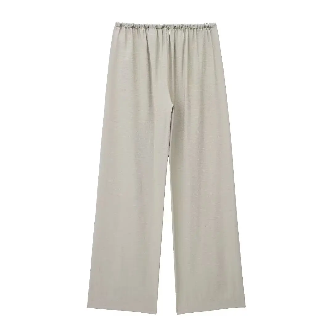 Tangada 2024 pantaloni larghi da donna in vita tinta unita elasthy pantaloni a gamba larga per donna 3 h0404