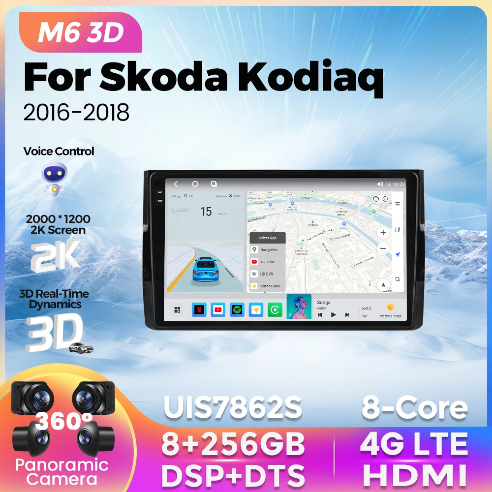

Новинка 2023, автомагнитола M6 Pro Plus 3D для Skoda Kodiaq 2016-2018, мультимедийный плеер, автомобильная интеллектуальная система для Carplay, Android, авто