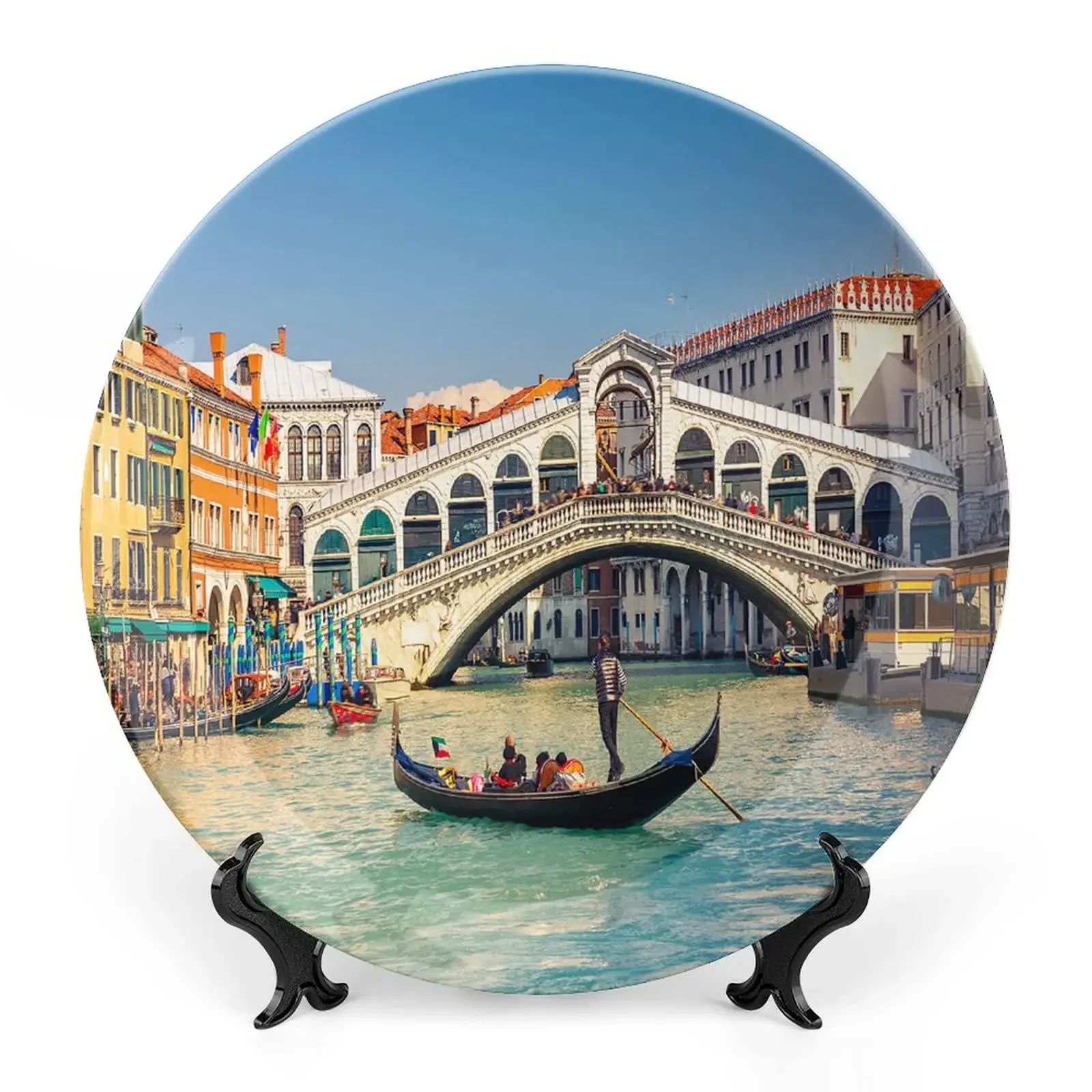 Cityscape on A Sunny Day Print Ceramic Wall Hanging for Home & Office Wall Hanging Decor, Decorative Plate, Porcelain Plate