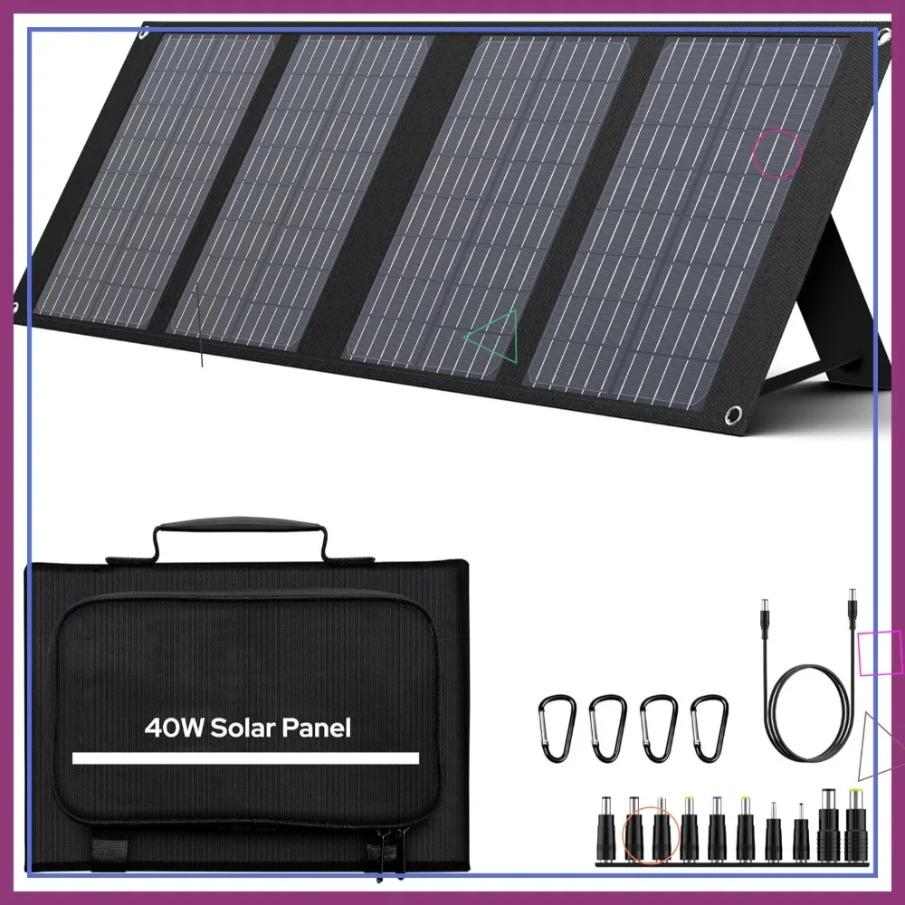 

40W Foldable Solar Panel with QC3.0 USB & 12-15V DC Output for Portable Power Stations, Outdoor Camping, RV