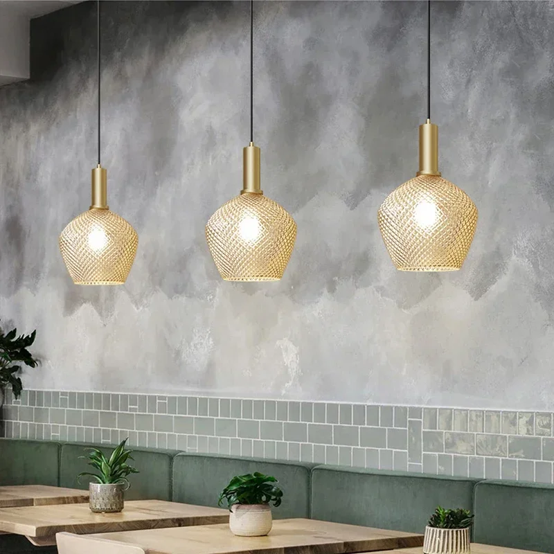 Modern LED Glass Pendant Lamps Simple Glass Chandeliers Hanging Light Fixtures for Dining Room Pending Lighting Luminaire Decor