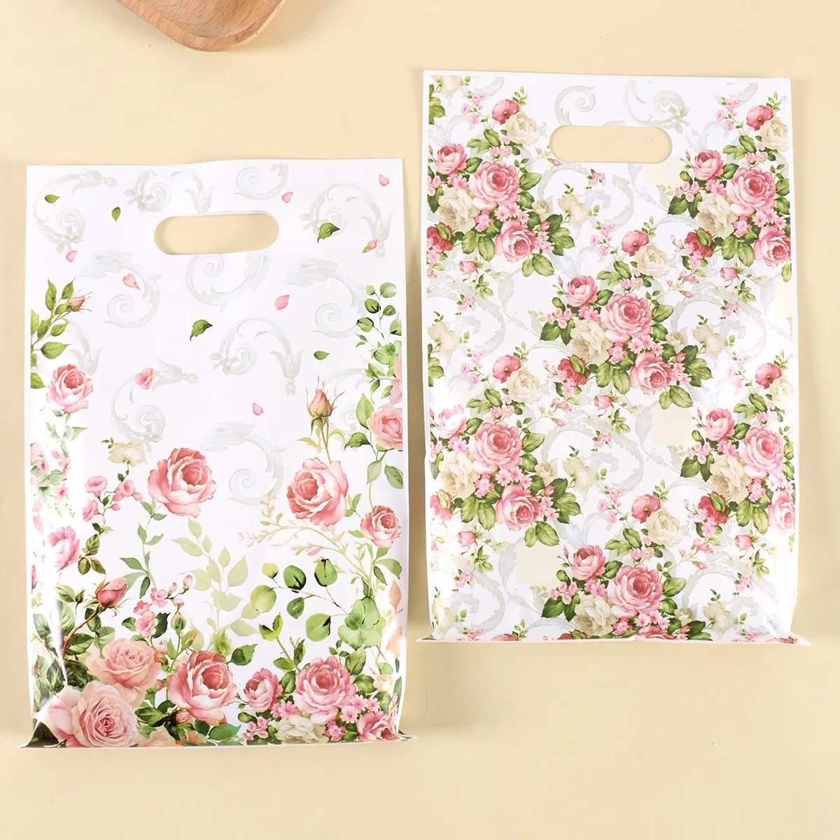 10/20/50 Stück rosa Rosen-Blumen-Handtasche für Mädchen, Party-Geschenkverpackung, Valentinstag, Geburtstag, Partyzubehör, Hochzeitsgeschenke – Detail 4
