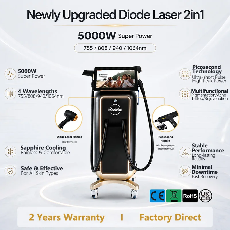5000W portable 2026 NEW Soprano Titanium Ice Platinum Diode 755 808 940 1064nm 4 Wavelength Laser Hair Removal Machine Painless