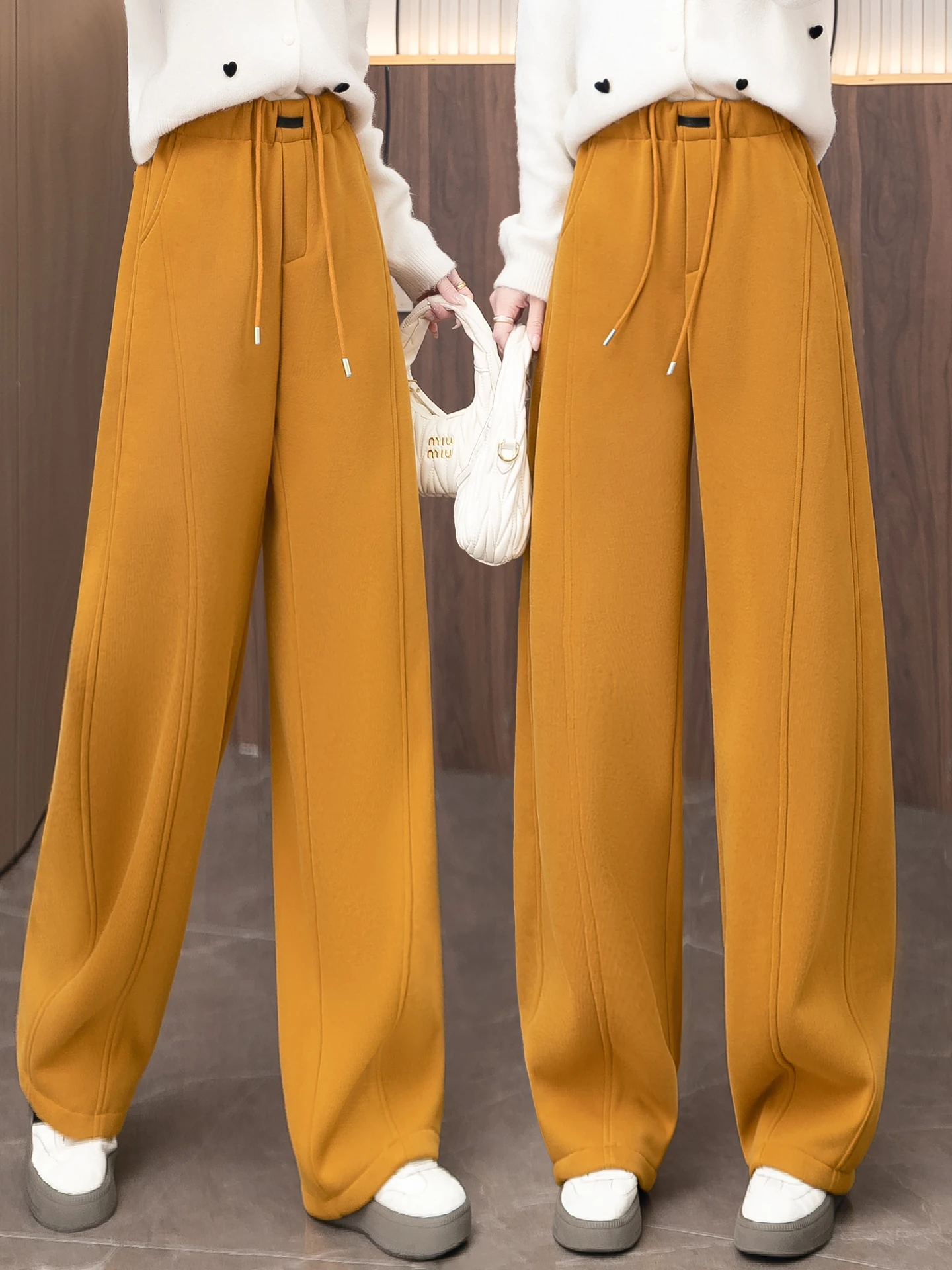 

Женские утепленные флисом широкие брюки-бананы с высокой талией, повседневные, свободные, комфортные, стройнящие, спортивные штаны