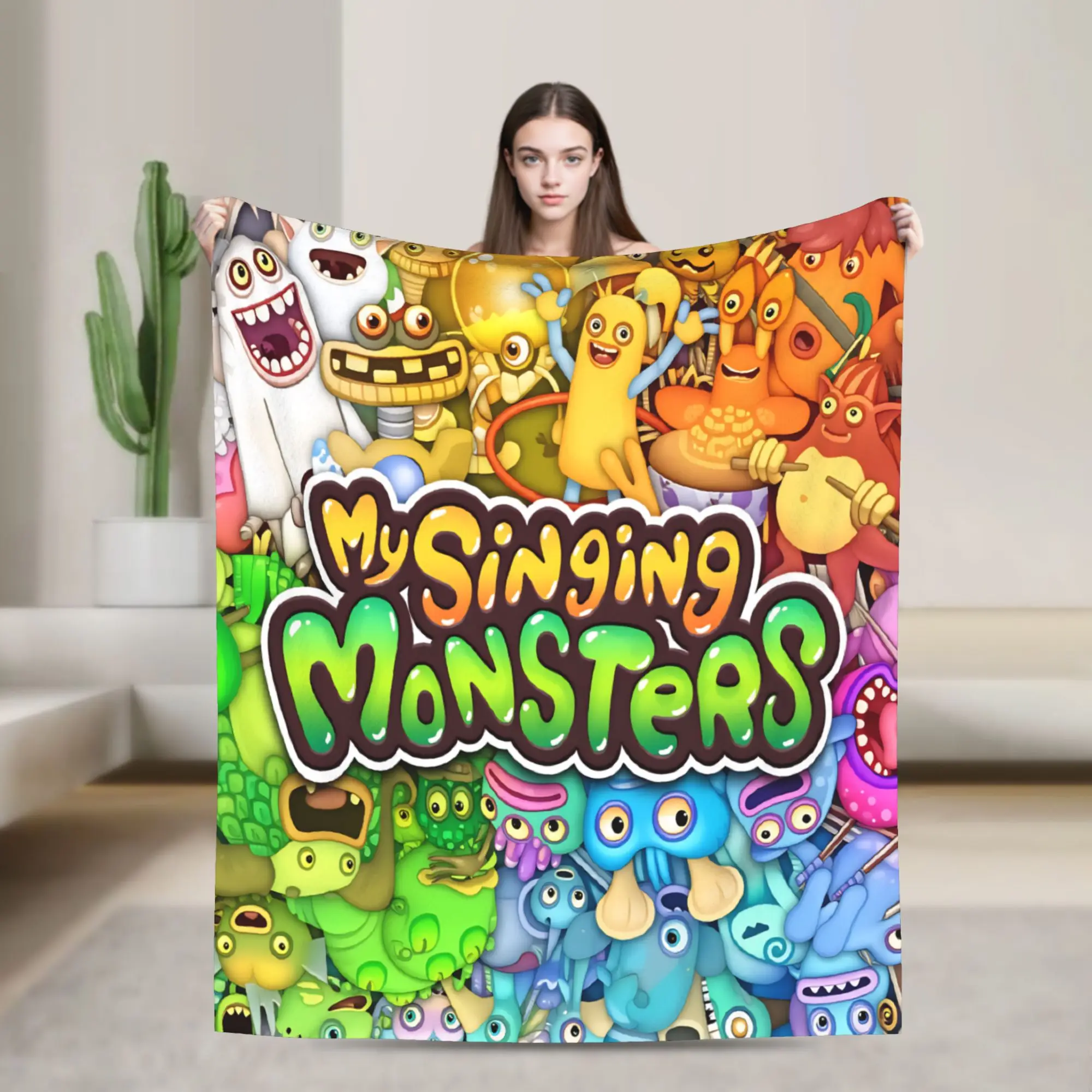 My Singing Monster Plush Blankets Boy Girl Video Game Cartoon Flannel Throw Blanket For Couch Chair Sofa Bed Warm Soft Quality