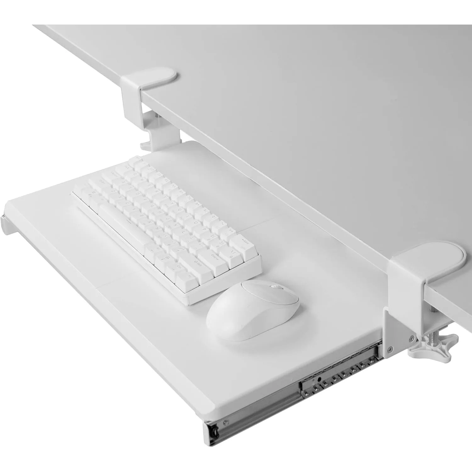 Clipe grande na bandeja deslizante do teclado e do mouse do computador sob a mesa, 27 x 11 polegadas, branco, MOUNT-KB05W