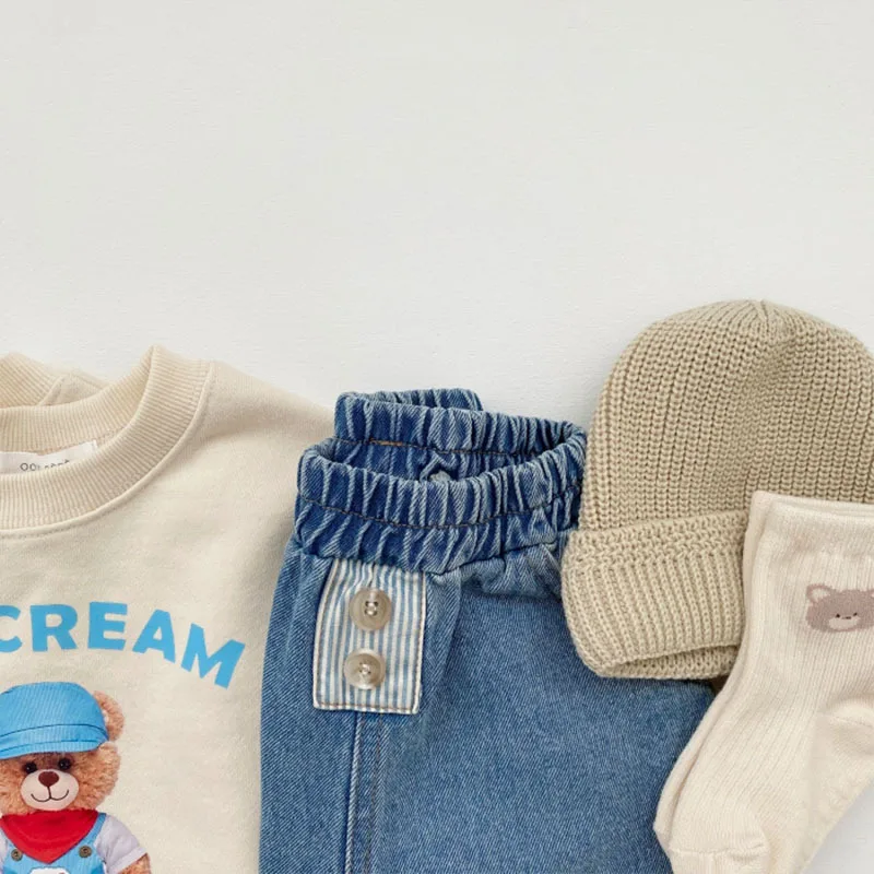 Autumn and winter new baby pants pocket loose casual pants baby tide with jeans baby pants for children