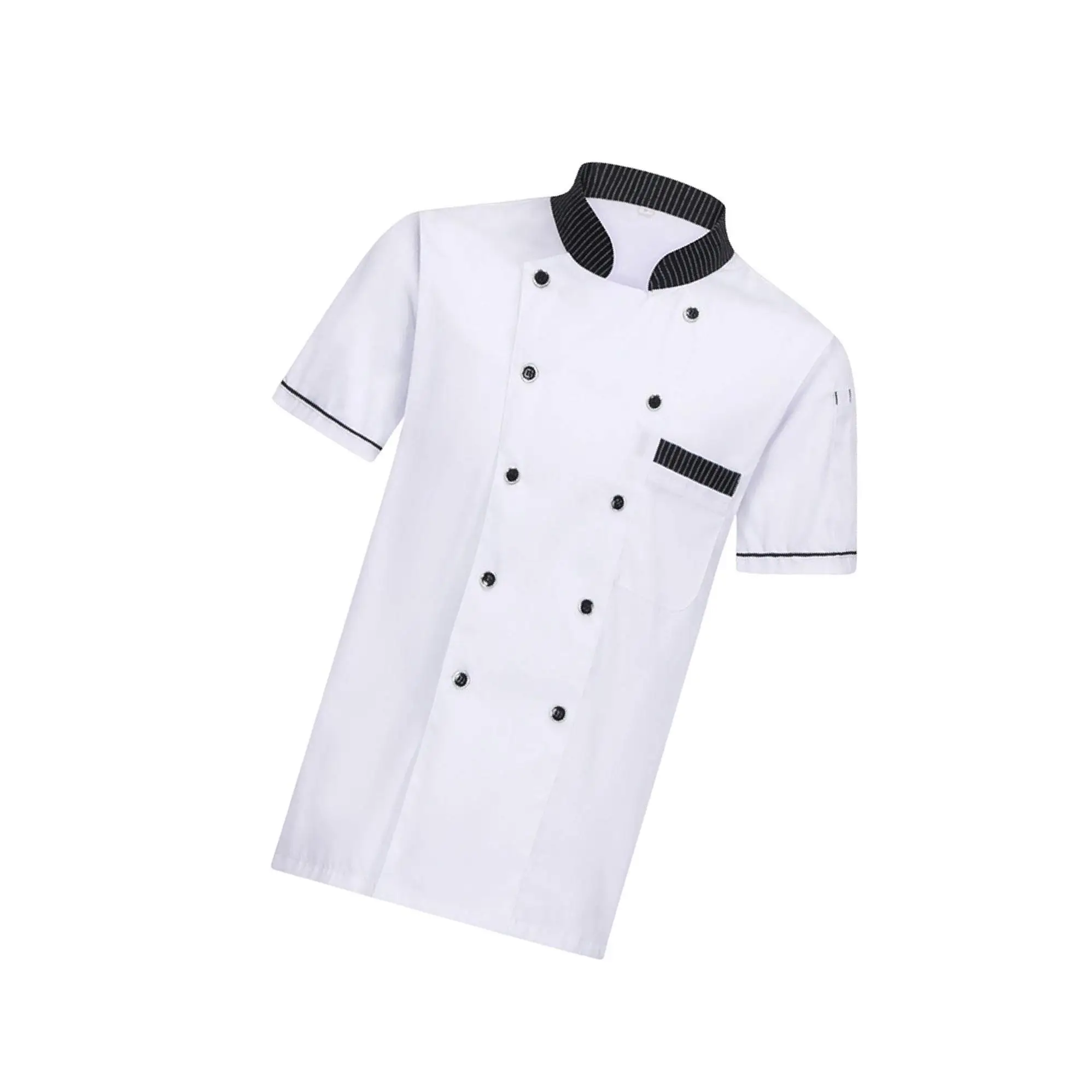 Restaurant Work Short Sleeved Uniform And Durable Fabric For Chefs And Durable. Double Breasted Is Black 3XL