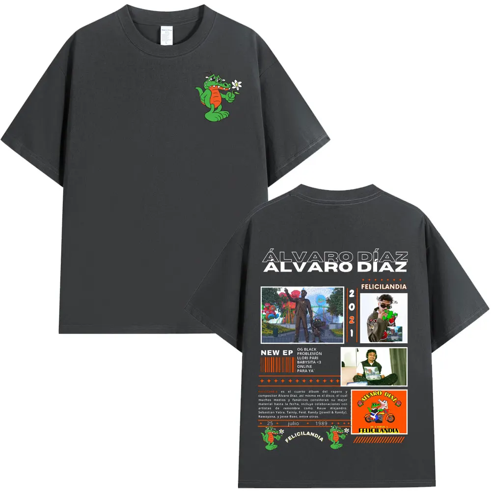 Rapper Alvaro Diaz Felicilandia Album Graphic T Shirts Men Hip Hop Fashion Oversized Short Sleeve T-shirt Casual Cotton T-shirts