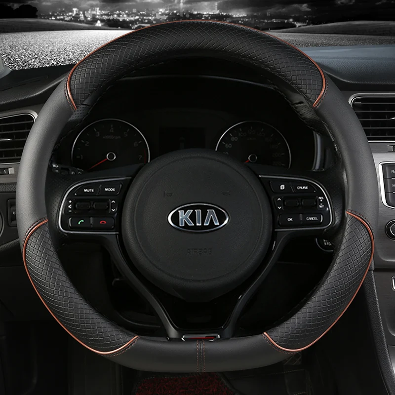 Pu Leder Auto Lenkrad abdeckung 38cm für kia rio 2 3 4 x Linie kombi Limousine k2 k3 k4 k5 kx1 kx3 kx5 sportage Autozubehör – Detail 7