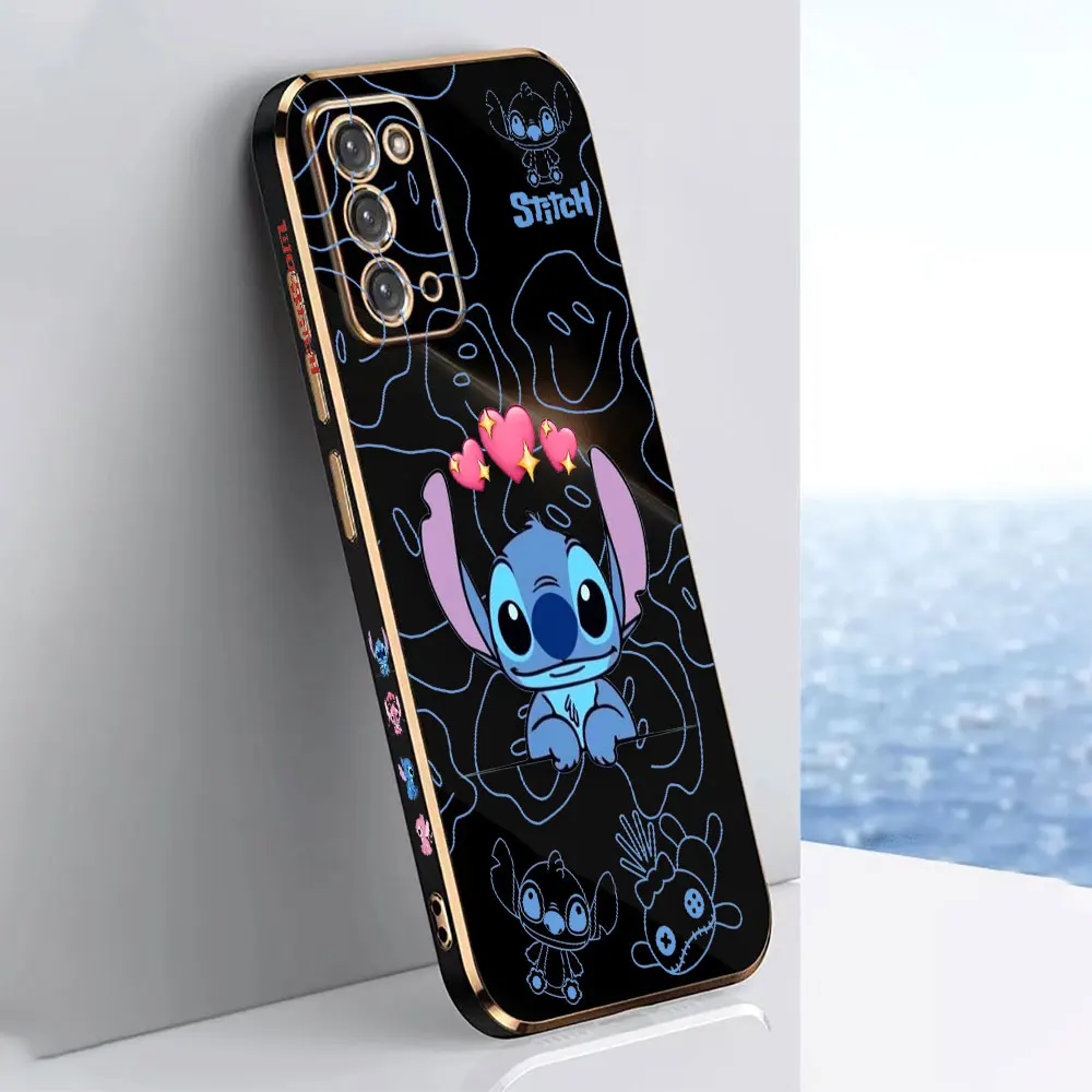 Smooth E-TPU Phone Case For Samsung A04 A05 A10 A50 A70 M14 M23 M33 M51 M62 NOTE 20 10 9 5G Case Anime Lilo Stitch Angel Couple