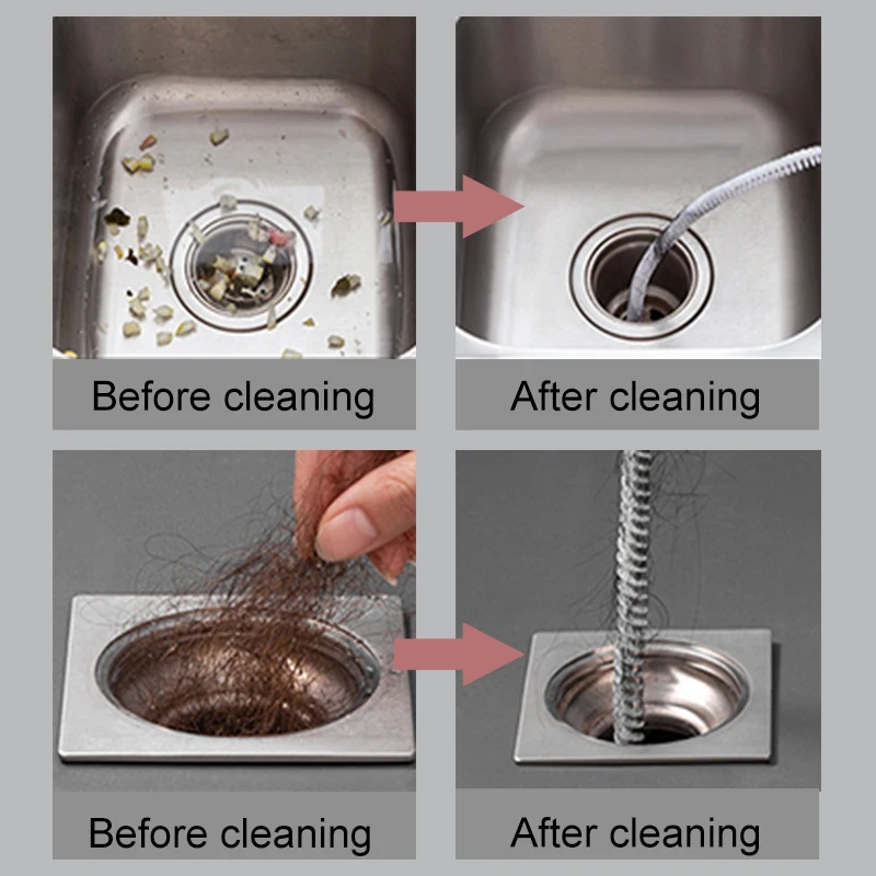Pipe Dredging Brush Flexible Drain Brush Super Long Pipe Dredging Brush Bathroom Hair Sewer Sink Cleaning Brush For Kitchen