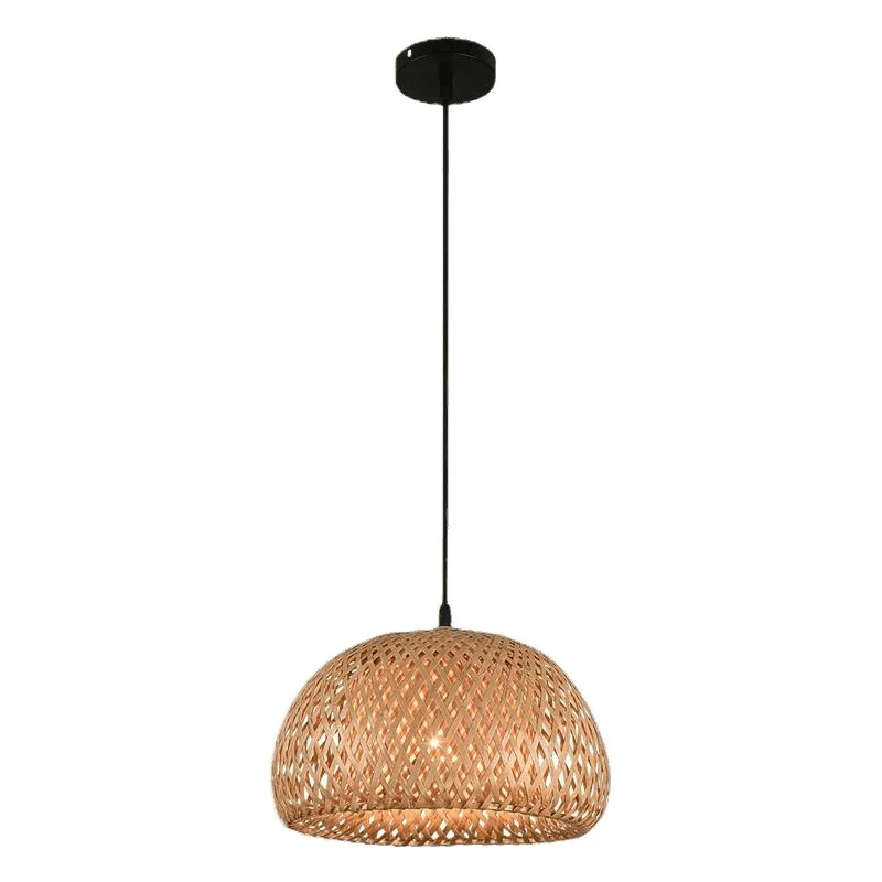 Bamboo Lantern Pendant Lamp Natural Rattan Wicker E27 LED Chandeliers Hand-Woven Lampshades Lighting Fixture Hanging Light