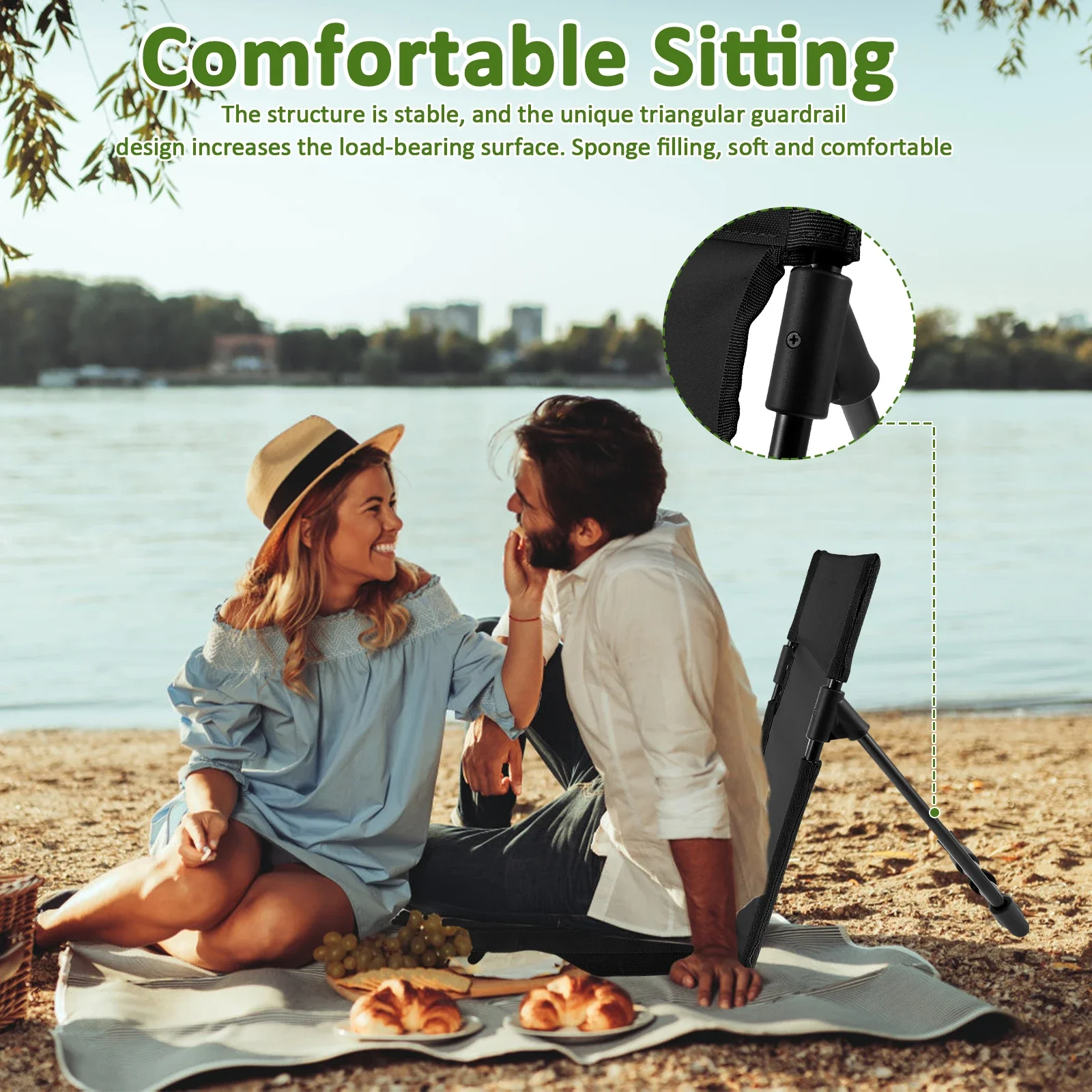 Foldable Camping Chair Ultra-Light Folding Back Chair for Camping Beach Road Trips Picnic Outdoor Garden Park Single Lazy Chair