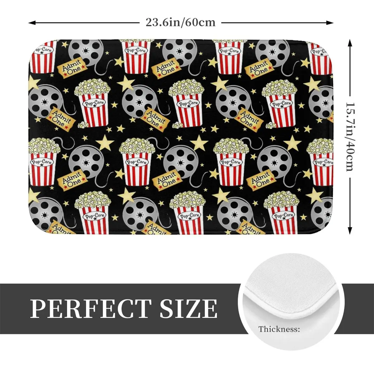 VIP Movie Night Pop Corn Anti-slip Doormat Floor Mat Durable Carpet Rug for Kitchen Entrance Home Balcony Footpad Mats