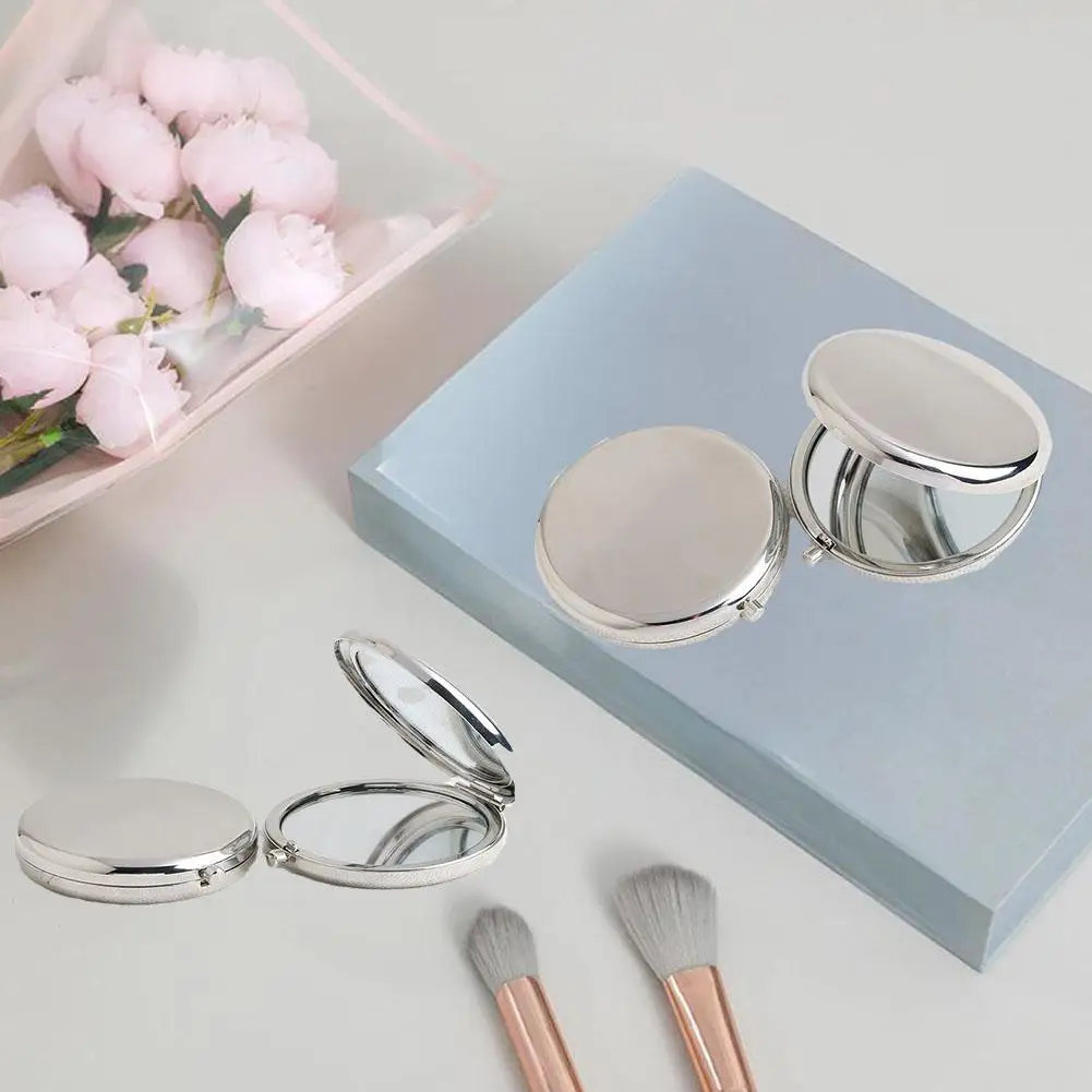 Mini Miroir de Maquillage Pliable et Argenté à Double Face, Accessoire de Poche Portable pour le Voyage, H2Q1