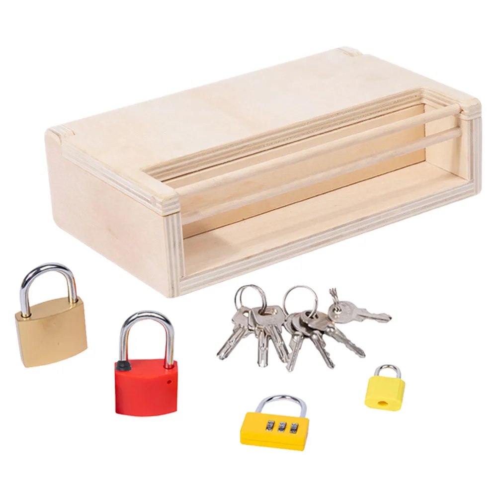 

1 set 1 Set Wooden Lock Key Learning For Toddler Kids Early Education Puzzle Game Hand-Eye Coordination Development Set