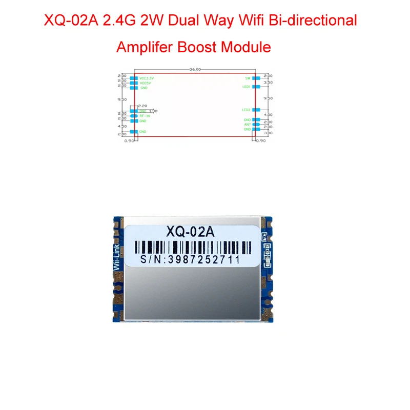 2W 2.4G Dual Way Wifi Bi-directional Signal Amplifer Boost Module Auto Switch Bidirectional Signal Amplification Module XQ-02A