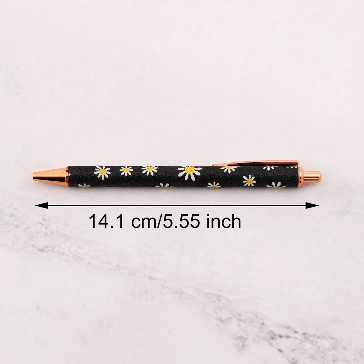 Lytwtw\'s Cute Black Press Ballpoint Pen Luxury Kawaii Metal Stationery School Office Supplies 5 Pieces
