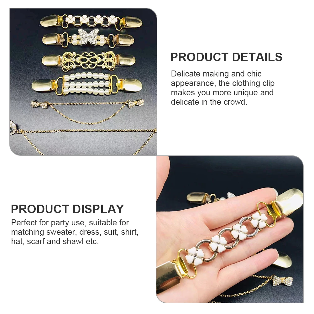 

6Pcs Trendy Clothing Clip Women Shawl Clasp Fashionable Alloy Sweater Accessories