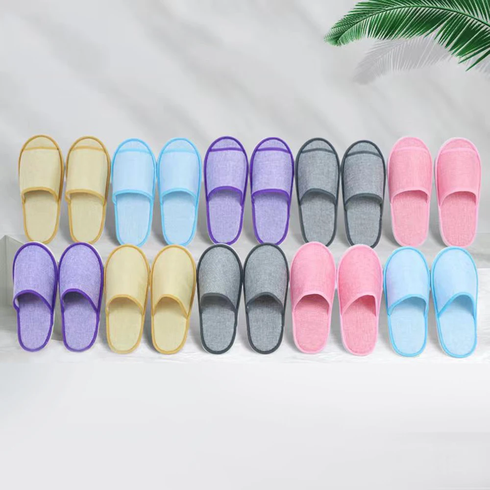 28cm Women Slippers Cotton Linen Home Slipper Travel Spa Hotel Slippers Indoor Floor Shoes Unisex Silence Slides Bedroom Slipper