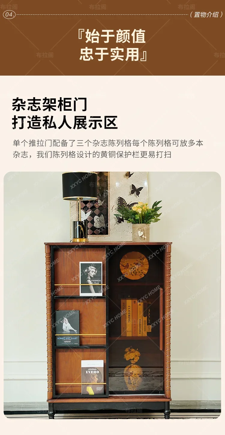 DD  retro solid wood bookcase with glass door living room display, home use, storage and storage