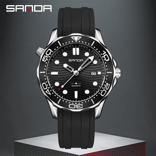 Imagen 2 del producto 2025 SANDA 1145 Reloj de cuarzo para hombres de negocios de moda Simple multifuncional impermeable luz nocturna calendario único