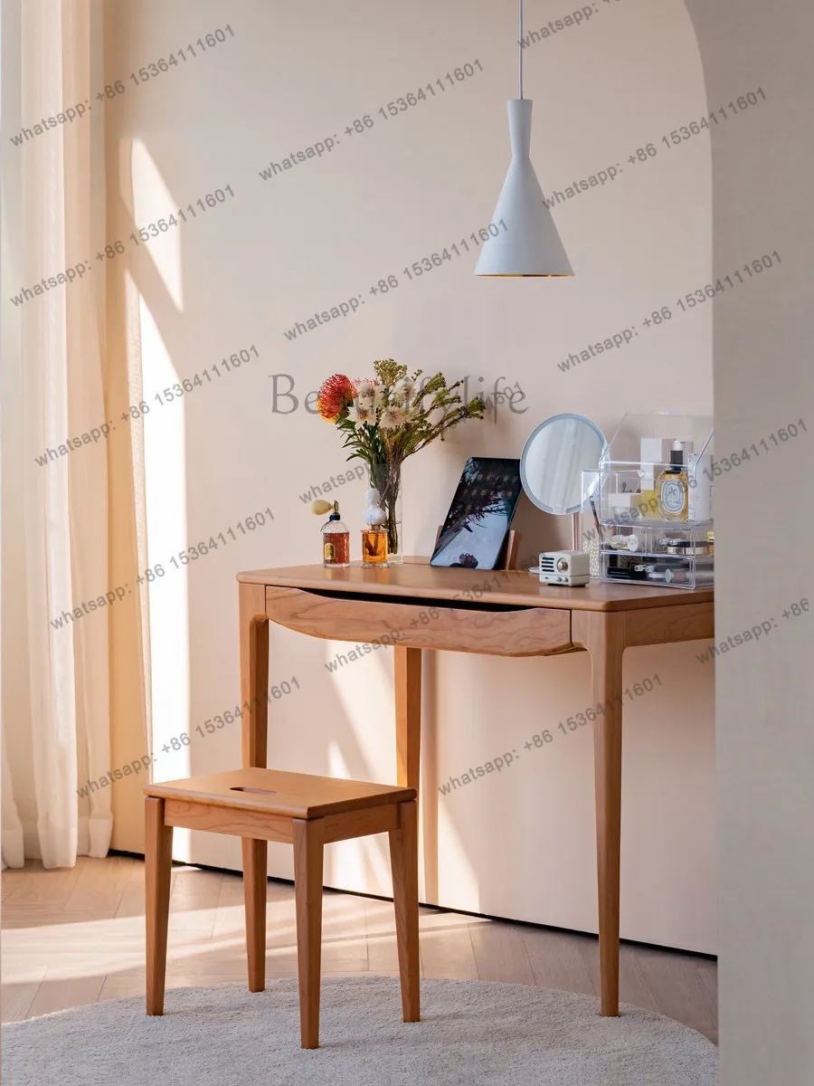 Dressing table simple and simple black walnut cherry wood retro bedroom small apartment dressing table