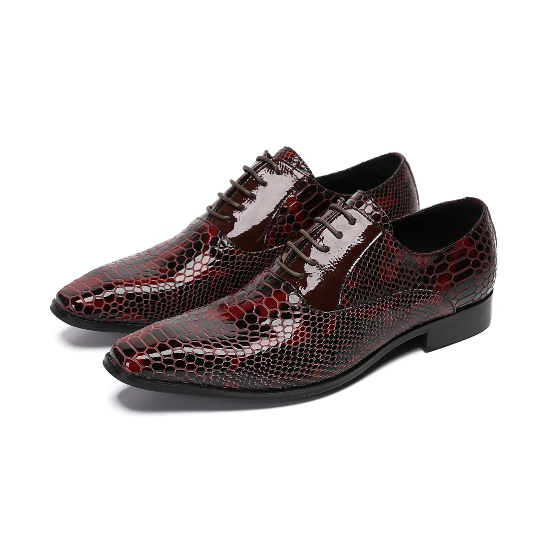 Fashion Square Toe Men Real Leather Oxford Shoes Big Size Business Office Brogue Shoes Male Wedding Party Formal Derby Shoes