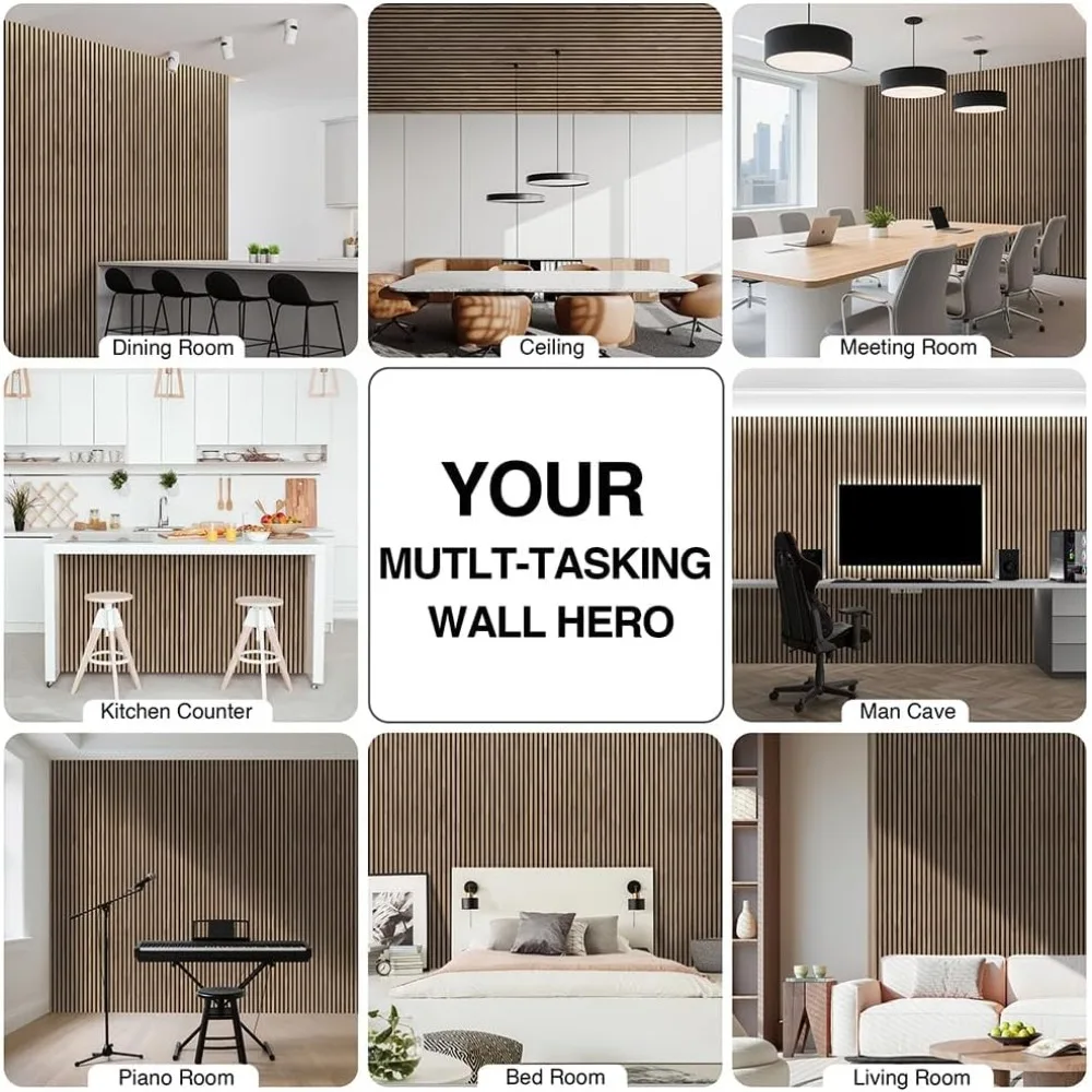 لوحة حائط خشبية مقاس 47.2 × 23.6 (15.5 قدم مربع) | ألواح حائط عازلة للصوت وصوتية للديكور الداخلي | الألواح الخشبية للجدار