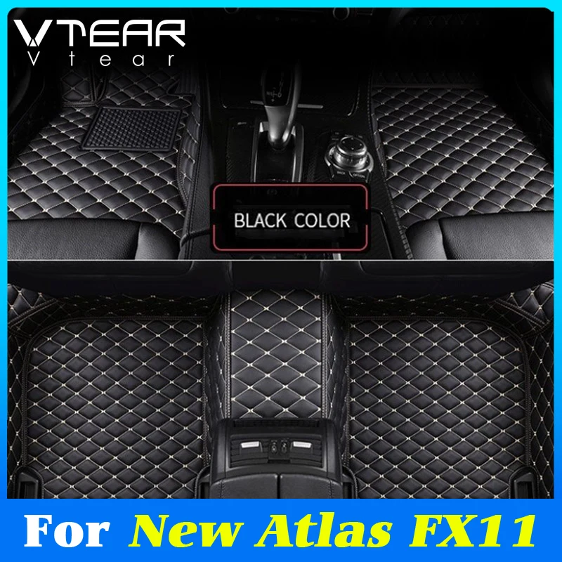 

Vtear Car Floor Mat Cover Interior PU Trim Carpet Waterproof Protector Accessories For Geely New Atlas FX11 Boyue L Starray 2024