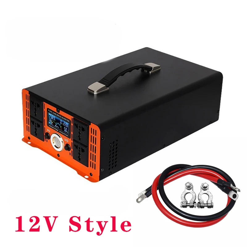 5000W Pure Sine Wave Inverter 220V/110V Voltage Converter DC 12V/24V/48V/60V/72V/96V Power Solar Car Home Inverters LED Light