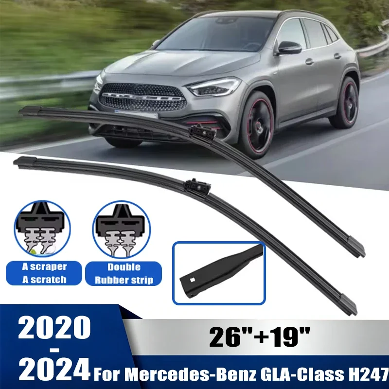 

2pcs Wiper Front Wiper Blades Set For Mercedes-Benz GLA-Class H247 2020 2021 2022 2023 2024 Windshield Windscreen Window 26"+19"