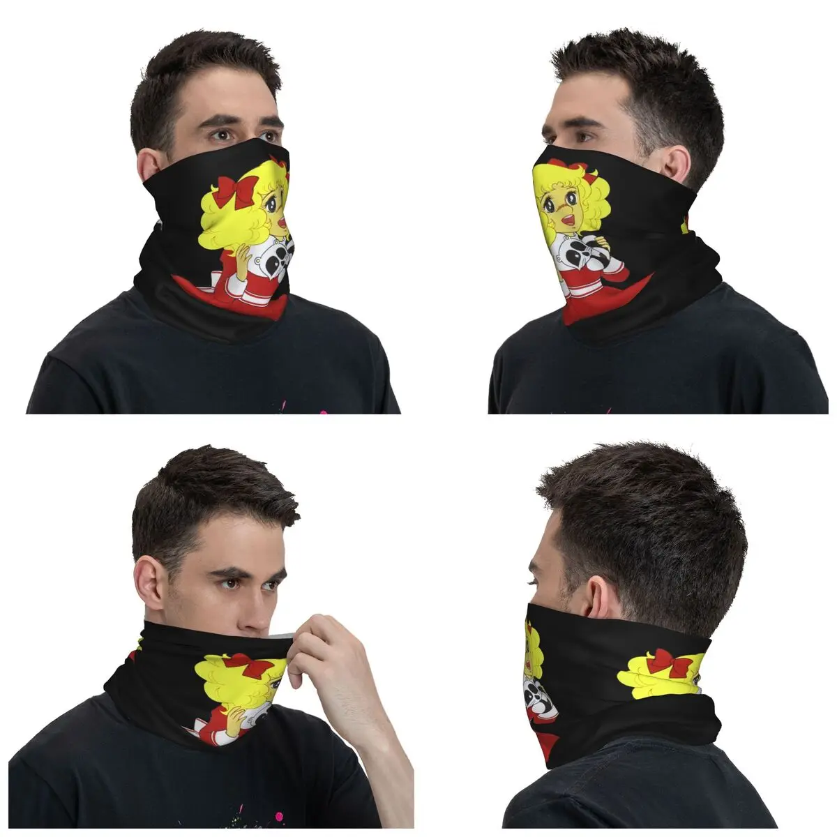 Custom Anime Manga Candy Candy Bandana Neck Gaiter for Hiking Camping Women Men Wrap Scarf Headband Warmer Face Scarf Cover