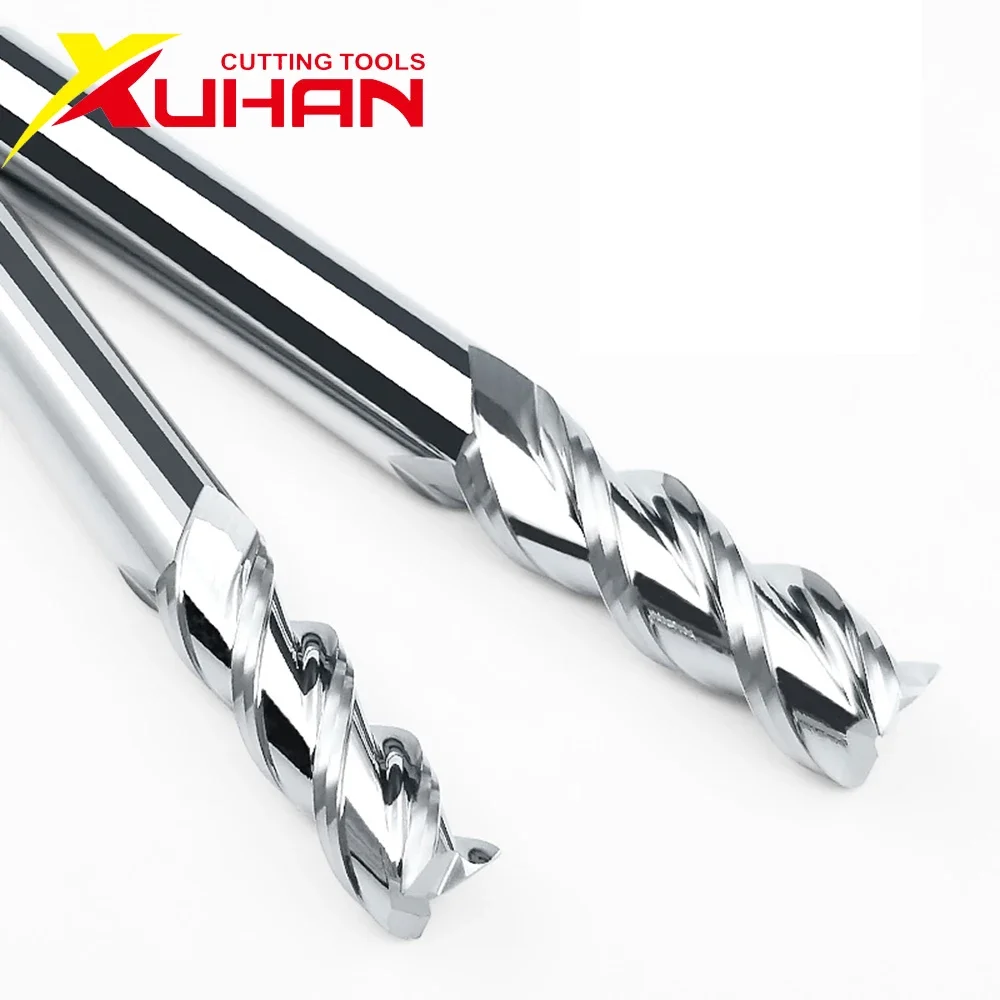 HRC55 Woodworking tools straight flutes Cnc carbide End mill Aluminum Copper Wood Milling cutter Milling Tools