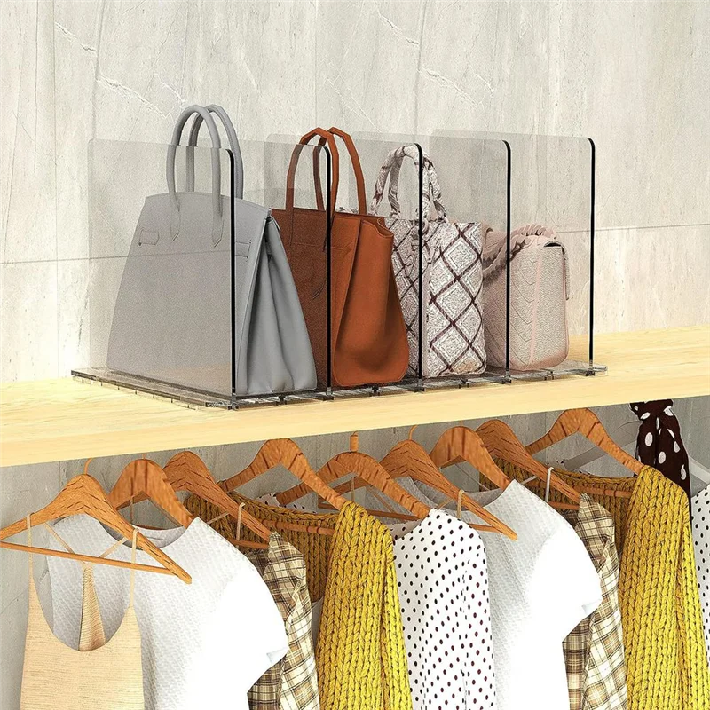 Organizador de bolsa abnh para armário, divisores de prateleira para organização de armário, organizadores de bolsa de plástico ajustáveis para armários