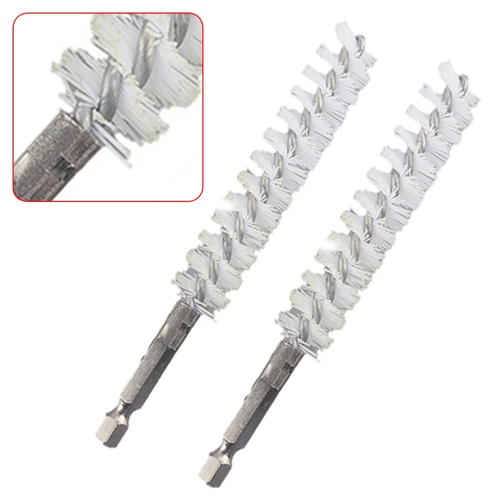 2pcs 15mm Nylon Drill Brushes Tube Cleaning Brushes 1/4Inch Hex Shank Tube Cleaning Brush For Electric Drill Polishing Brush