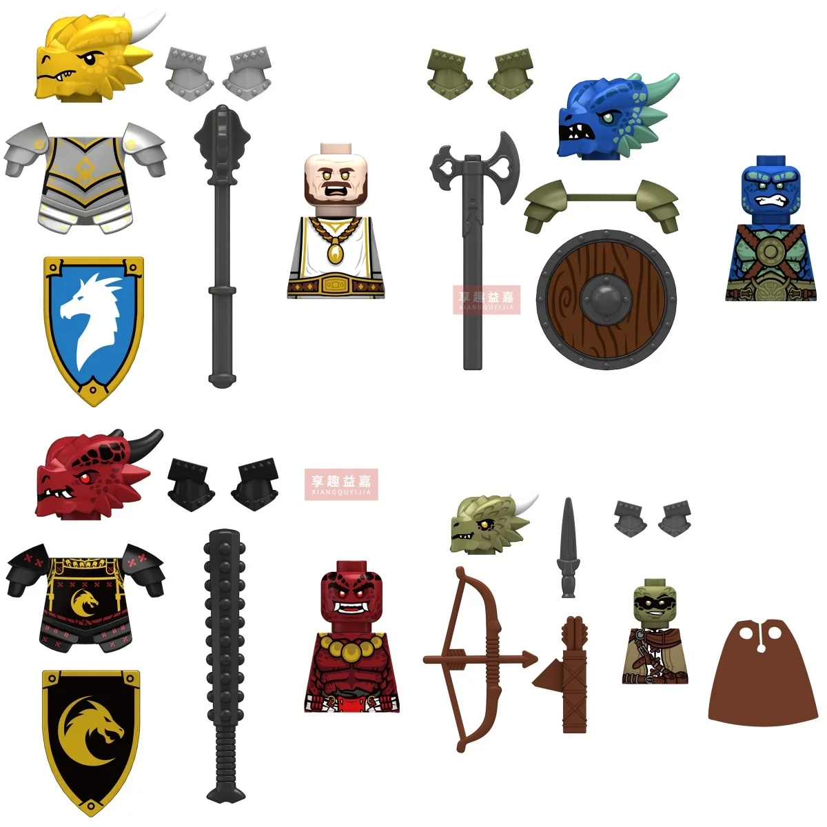 

Golden Dragon Knight Samurai Warrior Ranger Building Block Action Figures Educational Bricks Toys For Children Kids