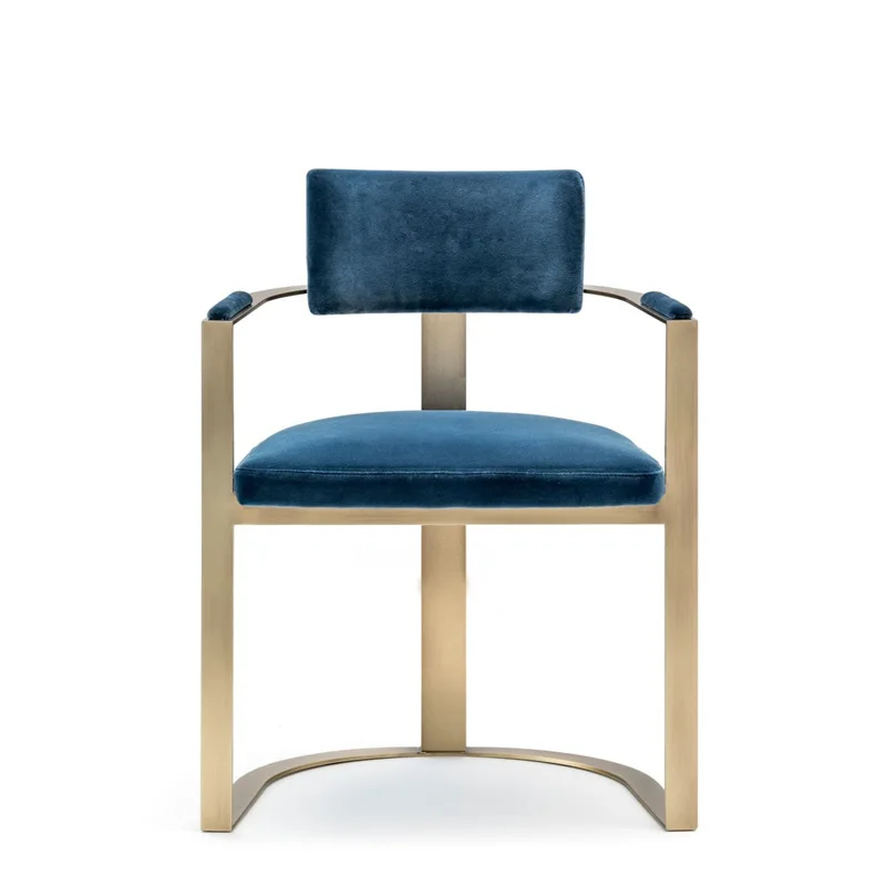 Negotiation chair Solid gold frame flannel casual dining chair