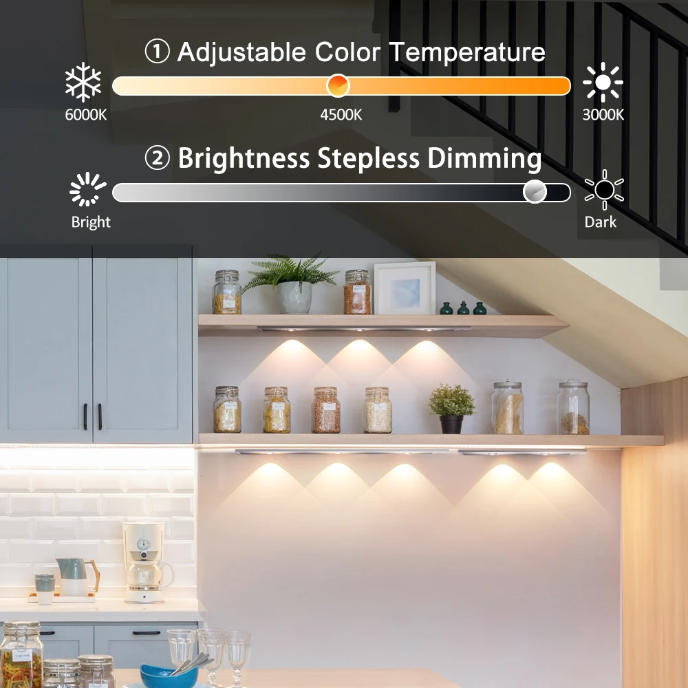 LED Under Cabinet Light Dimmable USB Kitchen Spot Lighting Ultra Thin Cabinet Light LED Motion Sensor Wireless Cabinet Light