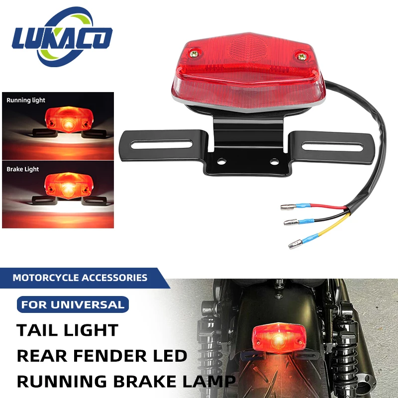 

Universal Motorcycle Retro Red Rear Tail Brake Stop Light Lamp W/ License Plate Mount For Harley Honda Suzuki Chopper Bobber
