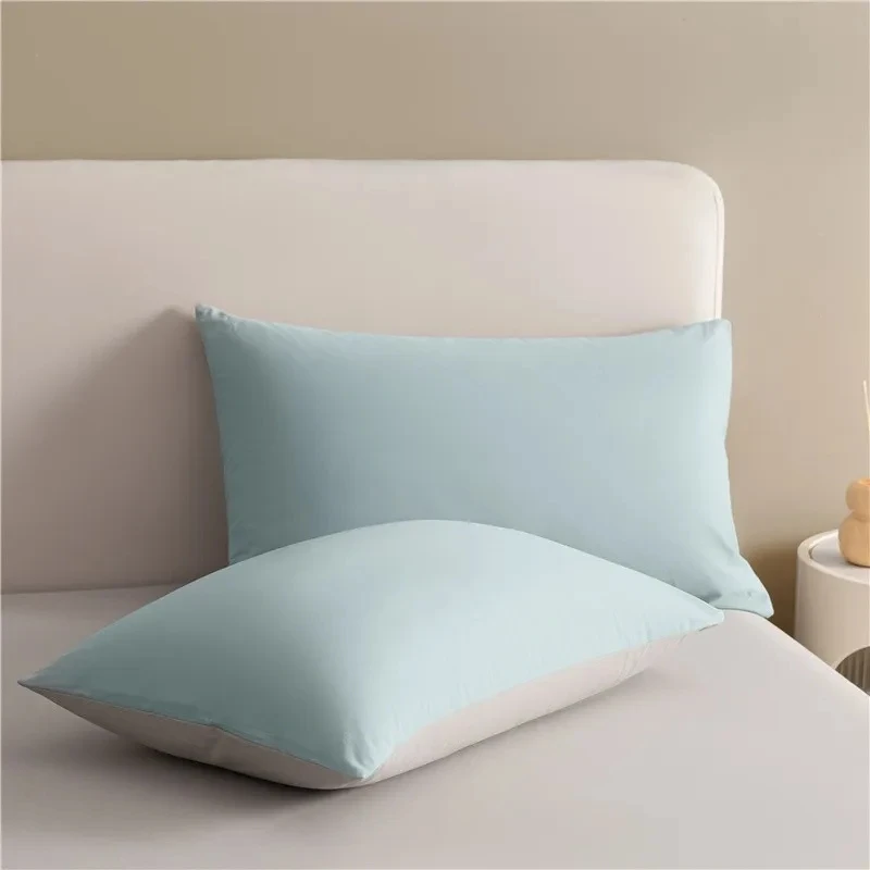 Imagem -02 - Conjunto de Cama Ultra Macio 100 Algodão Escovado Gêmeo Duplo Rainha Rei Azul Cinza Capa de Edredão Reversível Plana Folha Equipada Fronhas