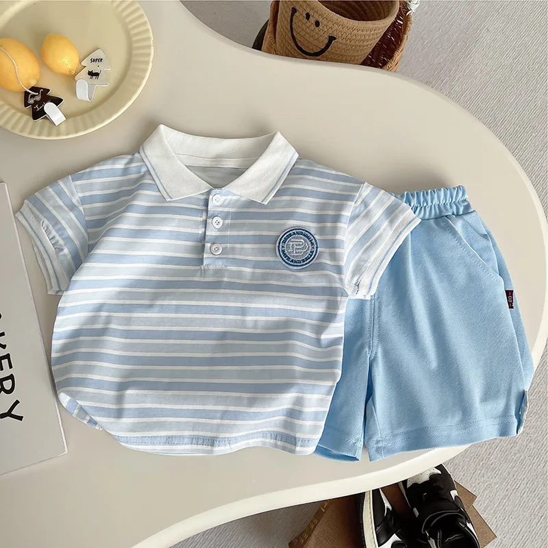 New Summer Baby Boys Clothes Suit Children Short Sleeved Striped T-Shirt Shorts 2Pcs/Sets Infant Casual Costume Kids Tracksuits