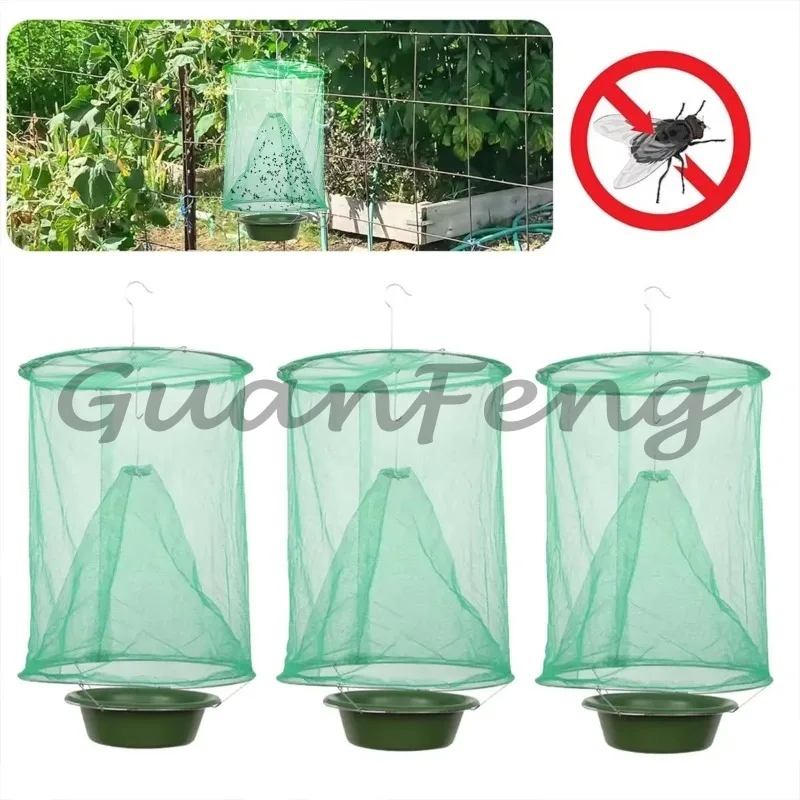 Outdoor Hanging Fly Traps with No-Return Design, Physical Fly Killer Traps, 1/5/10 Pack Available