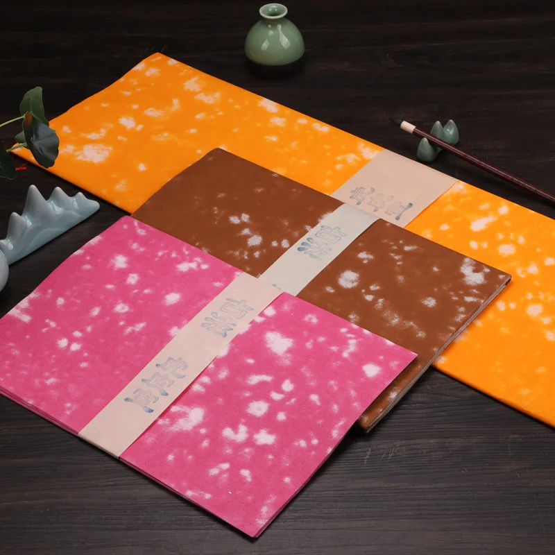 Antique Xuan Paper Calligraphy Works Half Ripe Rice Paper Colorful Brush Regular Script Running Script Seal Script Xuan Paper