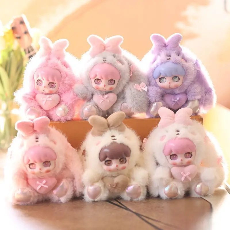 

New Cute Love Lining Rubber Face Doll Plush Toy Pendants Rabbit Ear Doll Key Chain Schoolbag Pendants Hanging Girls Gifts.