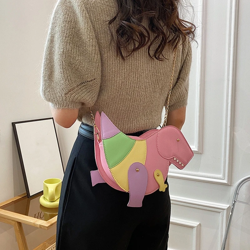 

Funny 3D Cartoon Animal Dinosaur Bag Chain Casual Women's Crossbody Bolsa Mochila Girls Satchel Tote Purse Bags