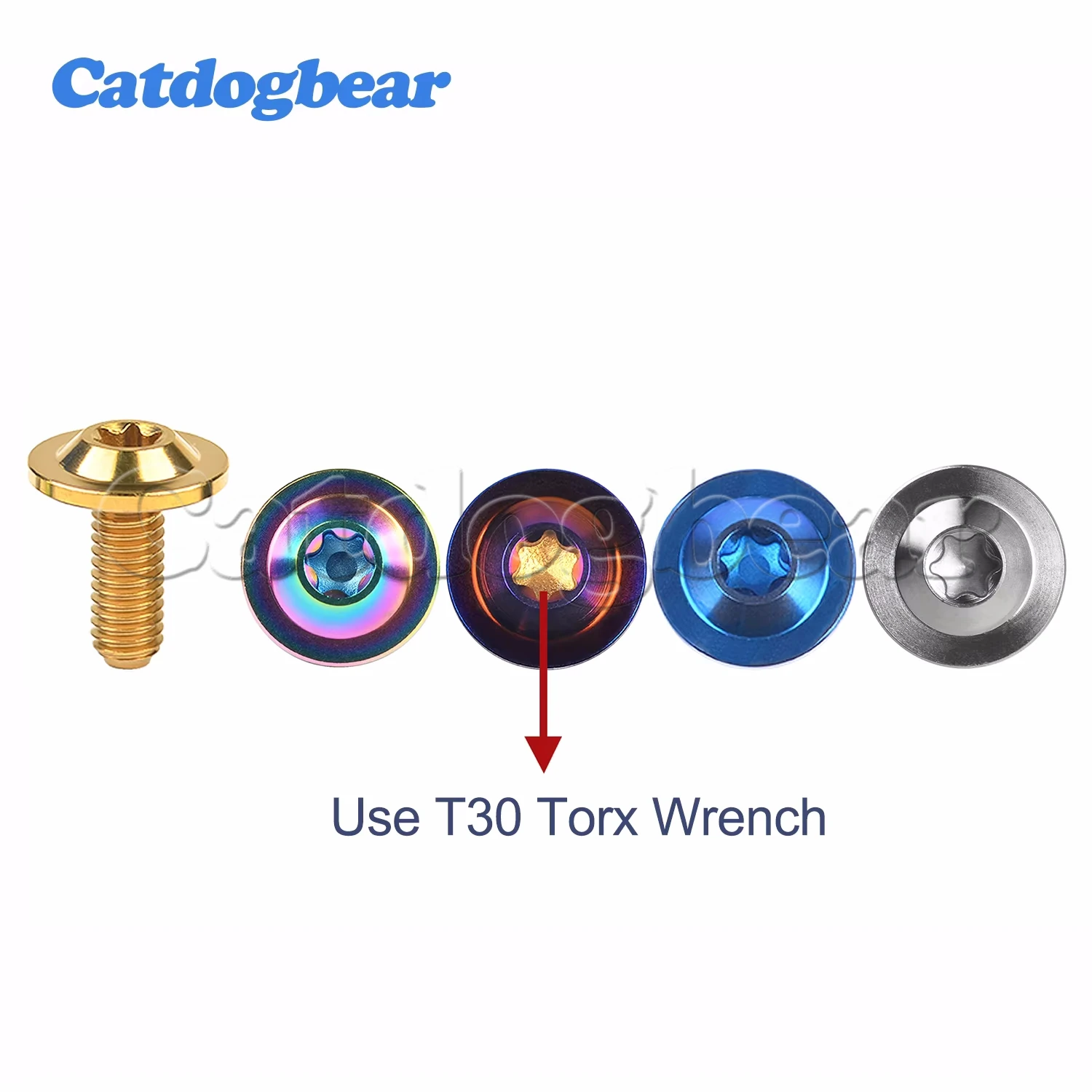 Catdogbear 4PCS Titanium Bolts M6X10 15 20mm T30 Torx Head Screws For Ride Brake Level Bar Bike Screw Fasteners